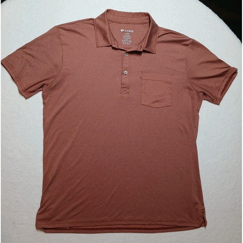 Costa Performance Golf Polo Pink Salmon Large Classic Casual Relaxed Shirt